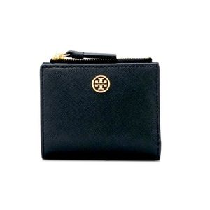 Tory Burch Robinson Mini Wallet Black Gold